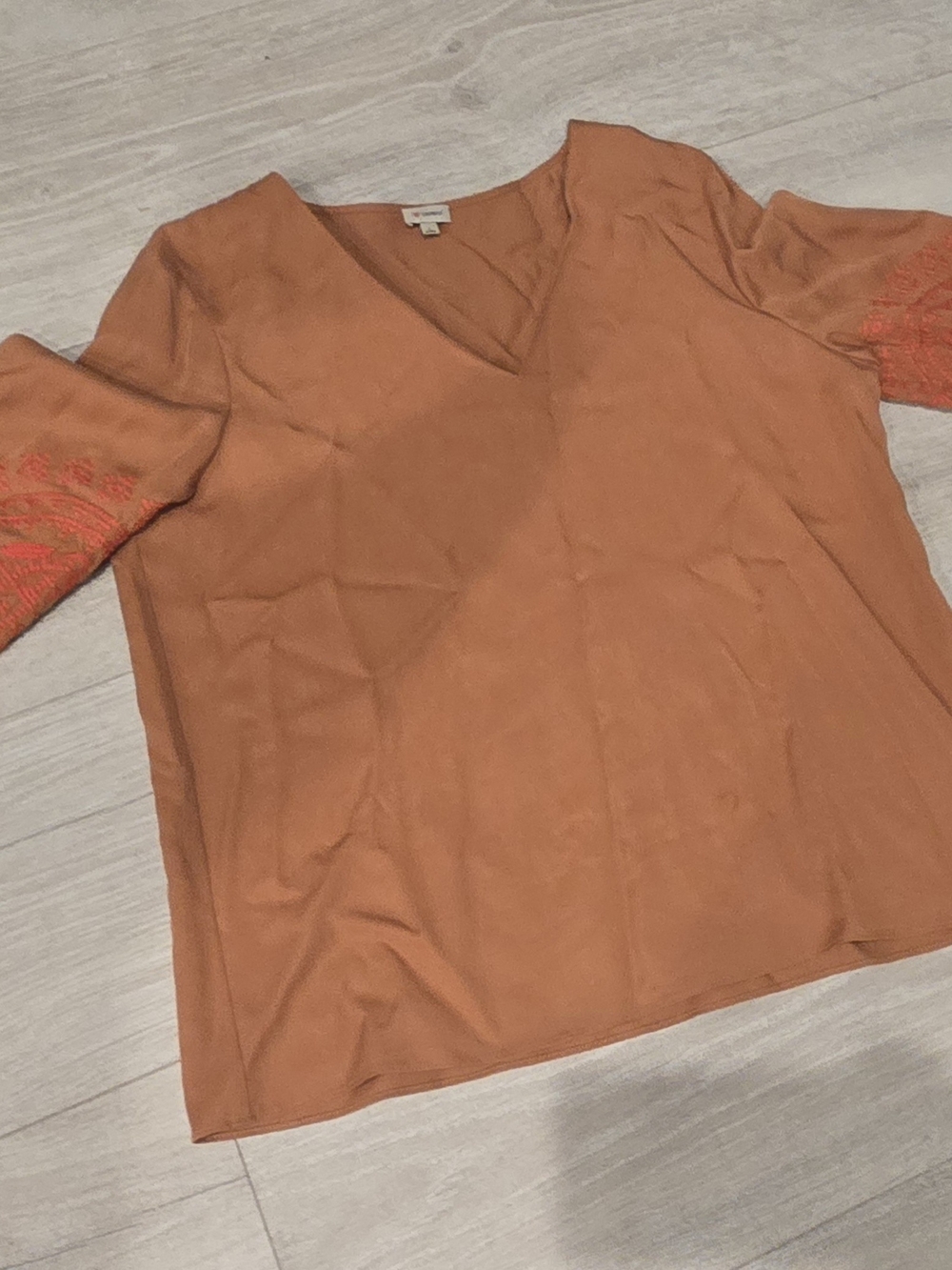 Daniel Cremieux Women's V-Neck Long Sleeve Top in Burnt Orange